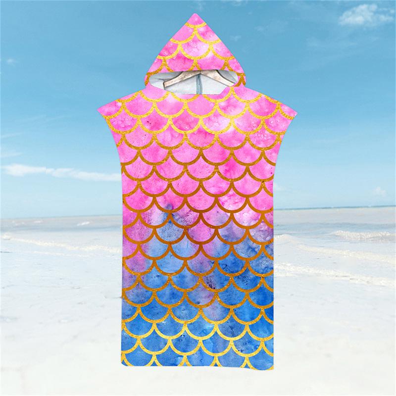 Microfiber Quick-Dry Hooded Beach Poncho Bathrobe for Adults