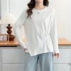 2026 Spring Women's Plus Size Irregular Long Sleeve Round Neck Casual Base Layer Top
