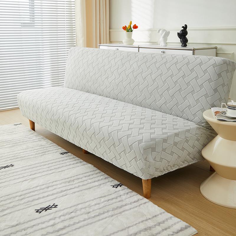 Solid Color 3D Jacquard Foldable Bean Bag Sofa Bed Cover, Non-Slip, Stain-Resistant, Armless Design