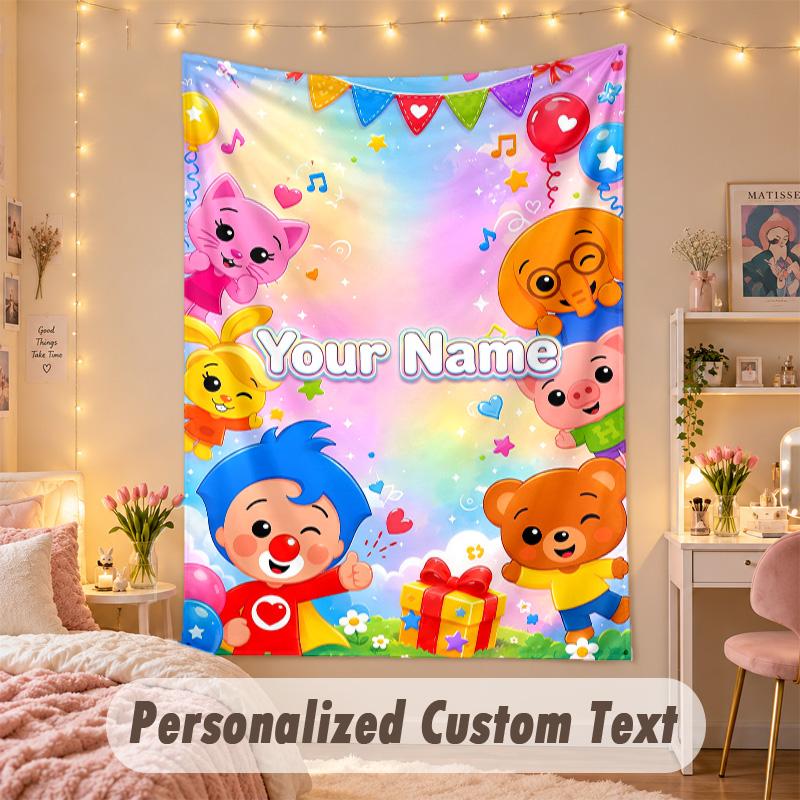 Benutzerdefinierter personalisierter Wandteppich, El Payaso Plim Plim Druck Benutzerdefinierter Name Text Wandkunst zum Aufhängen für Schlafzimmer
