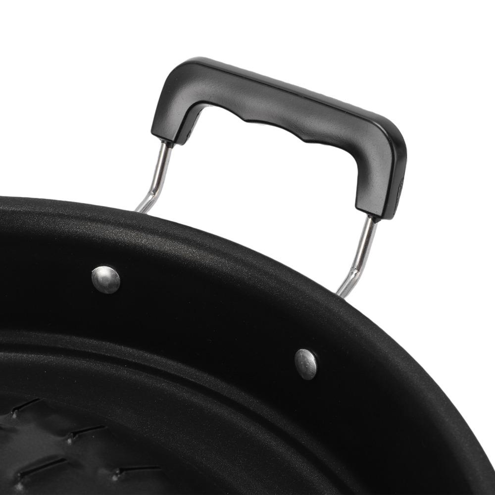 Round Hot Pot Grill Pan Black Grill Pan with Side Durable Round Thai Style BBQ for Open Flame