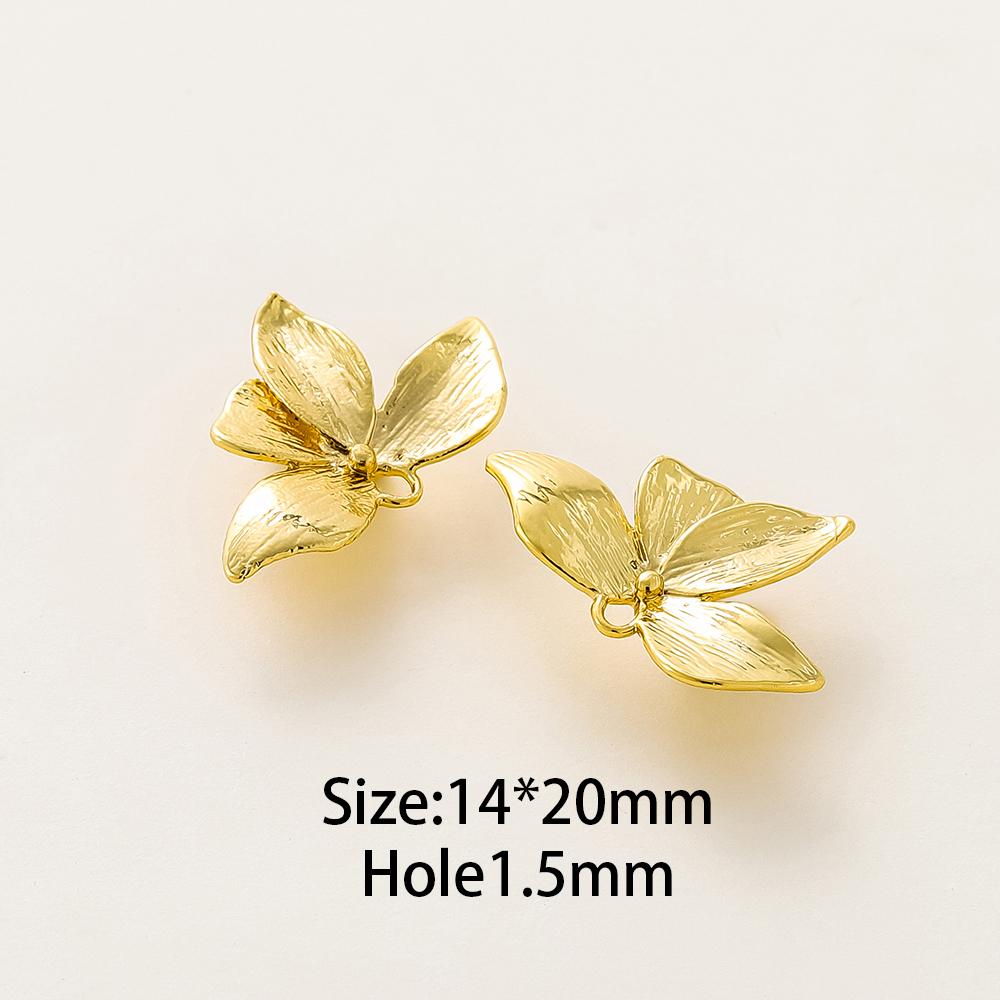 6pcs/lot 14K 18K Gold Plated Leaves Charm Brooch Pin Pendants Earings Decorate Pendants For DIY Jewelry Handemade Supplies