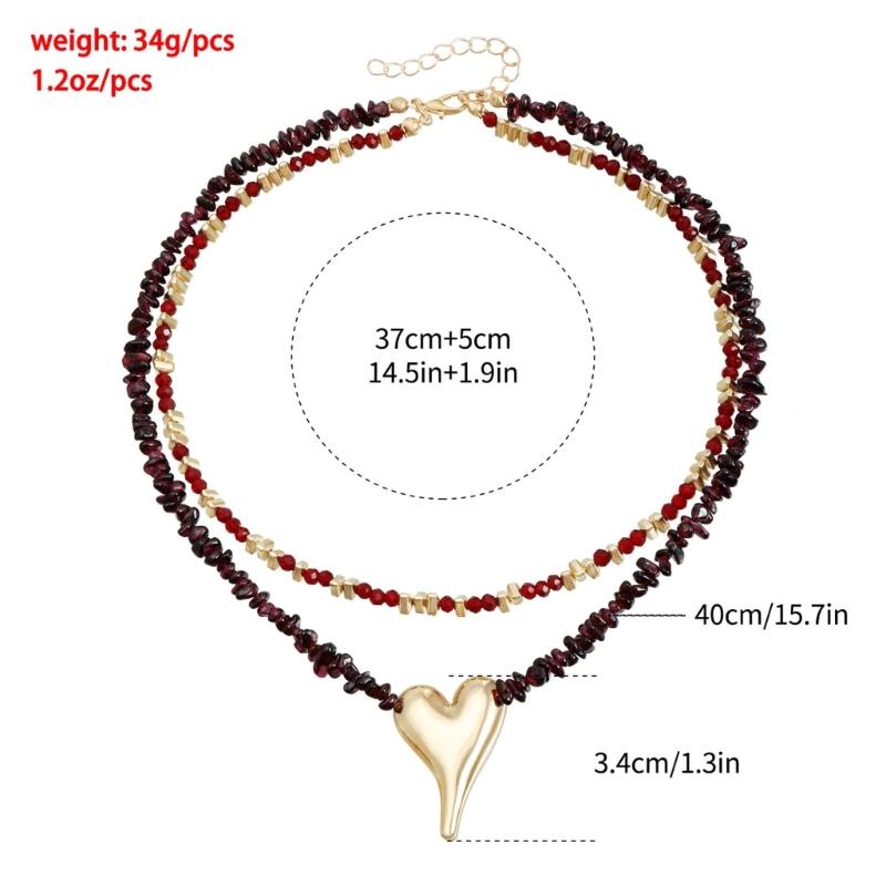 Fashionable Natural Stone Heart Pendant Necklace Adjustable Length Neckchain Lightweight Jewelry For Casual Or Party