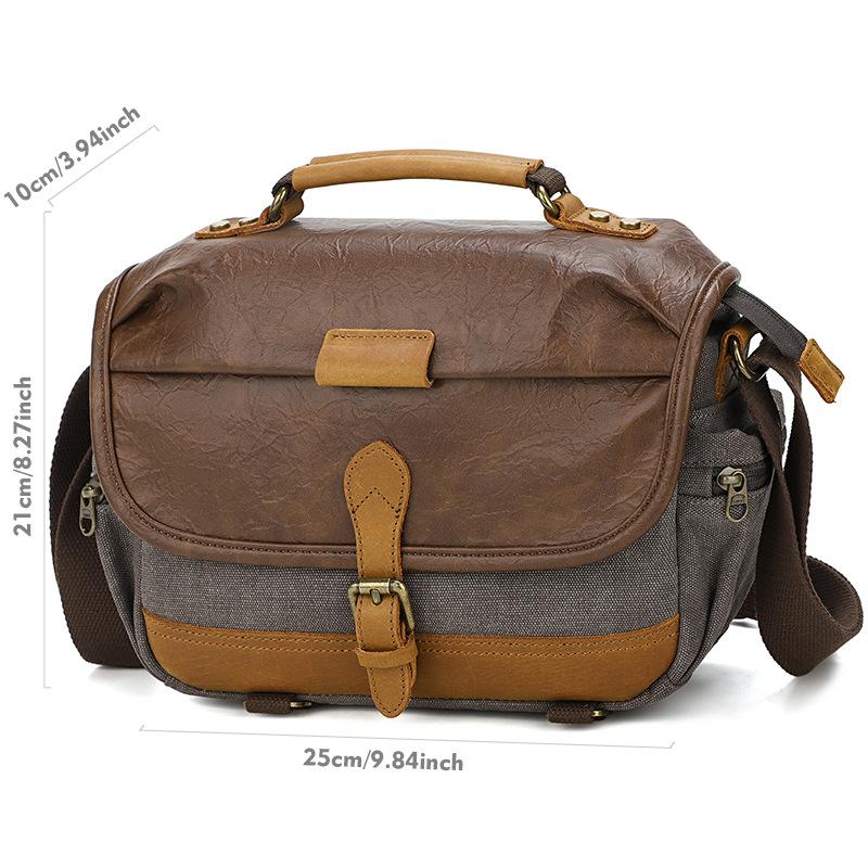 Retro Slr Camera Bag Canvas Crossbody Camera Bag Micro-Single Storage Bag Shockproof Digital Bag Men S Outdoor Camera серый