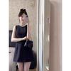 Französisches Hepburn-Stil kleines Schwarzes ärmelloses Prinzessinnenkleid Koreanisches neues hochwertiges Temperament Bankettkleid Kleid