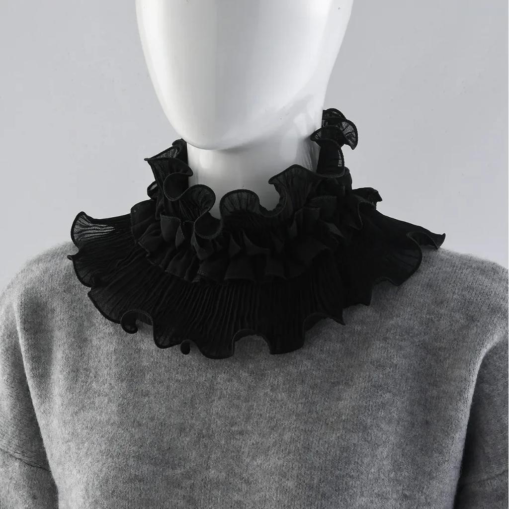 Spring and Summer New Lace Scarf Women's Multifunctional Versatile Shirt Collar Fashionable Decoration Lace Ruffle Edge Neck Cov