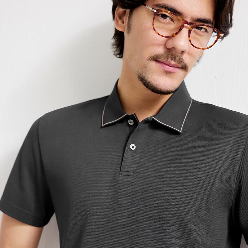 Polo da uomo a maniche corte in misto cashmere e seta