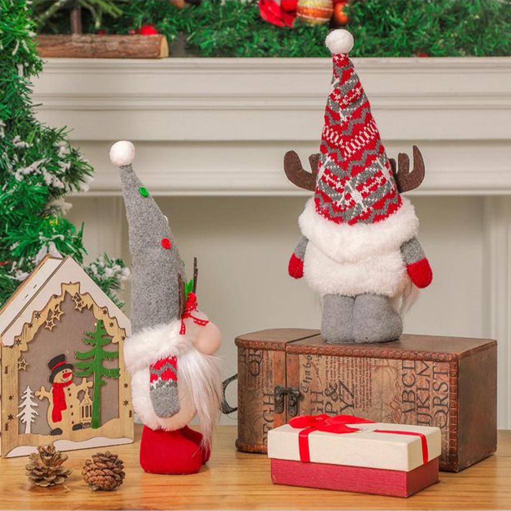 2025 Christmas Faceless Old Man with Deer Antlers Holiday Christmas Rudolph Doll Figurine Window Ornament for Bedroom Table