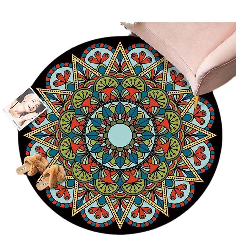 Vintage Crystal Velvet Round Carpet - Large Area Living Room Coverage