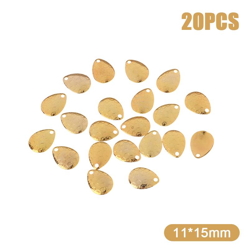 20Pcs Fishing Spinner Blades Metal Waterdrops Shape Spoons Plaice For Tackle Craft Bait Tool Lure Diy Hard Bait Accessories