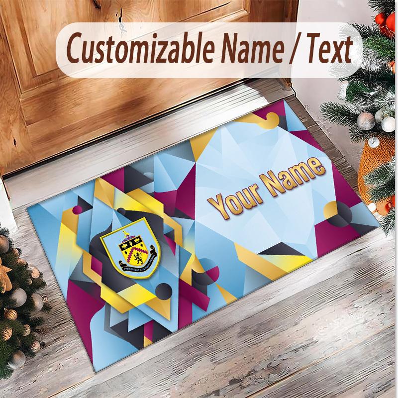 Personalized Crystal Velvet Carpet Burnley Football Pattern Non Slip Floor Rug