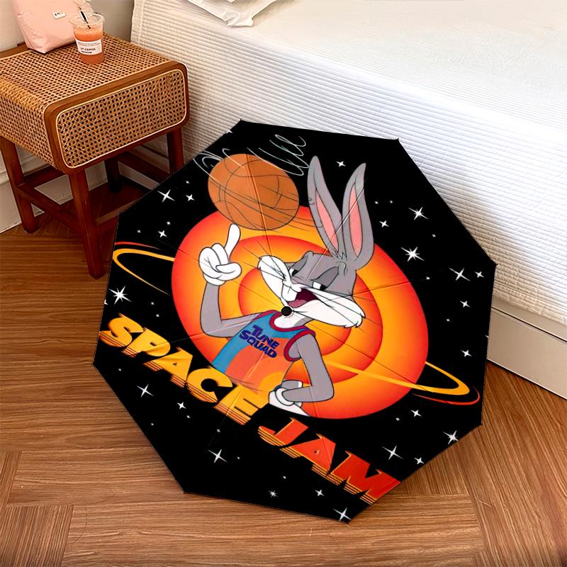 1pc Looney Tunes pattern Umbrella Portable Folding Umbrella Iron Frame Hole Bone Structure Outdoor Home Umbrella