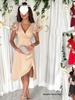 New Summer V-Neck Waist-Cinched Ruffle Sleeve Dress