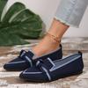 Women's Pointed Toe Flying Woven Loafers, Bow Decor Slim Fit Flat Shoes, Casual Slip On Daily Ladies Single Shoes