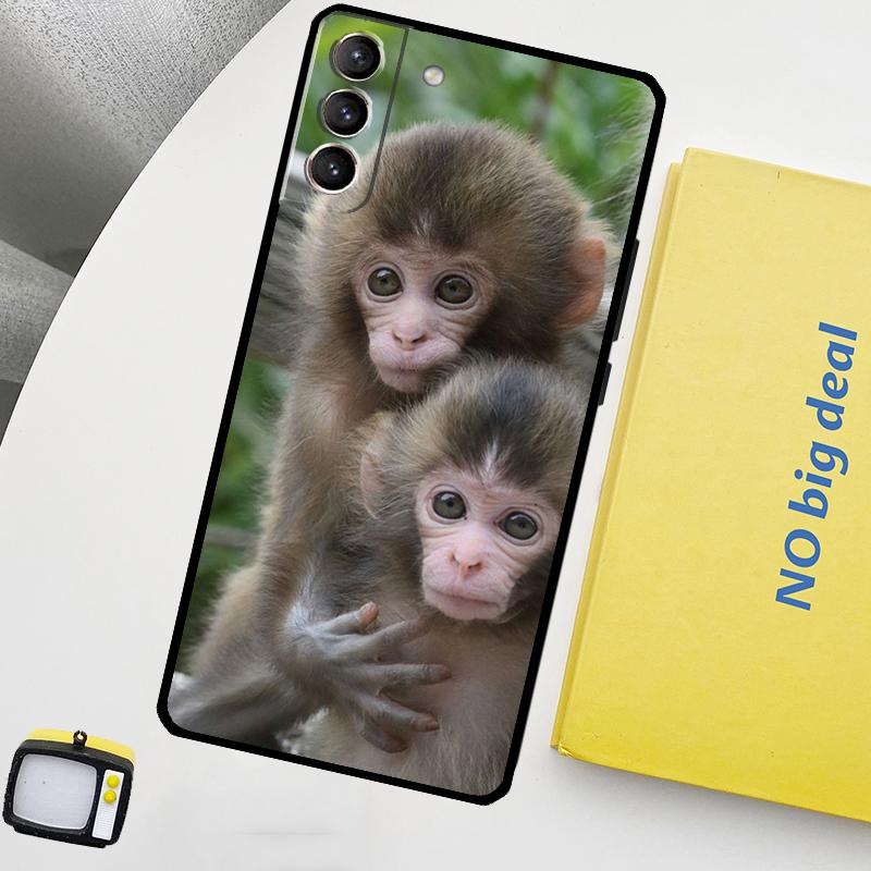 Cute Baby Monkey Animal Phone Case For Samsung Galaxy S25 Ultra S20 S21 S22 S23 Plus S9 S10 S25 FE S24 Ultra Cover