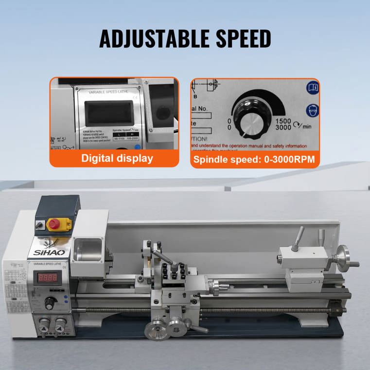 1200W Metal Lathe Metal lathe worktable 220x600 millimeters with tool holder