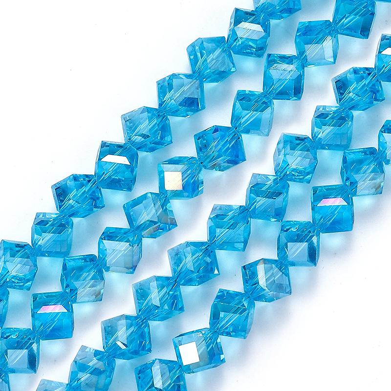 4-8mm Cube Crystal Glass Beads for Jewelry Making Faceted Square Crystal Glass Beads for Bracelet Earring Necklace DIY Craft