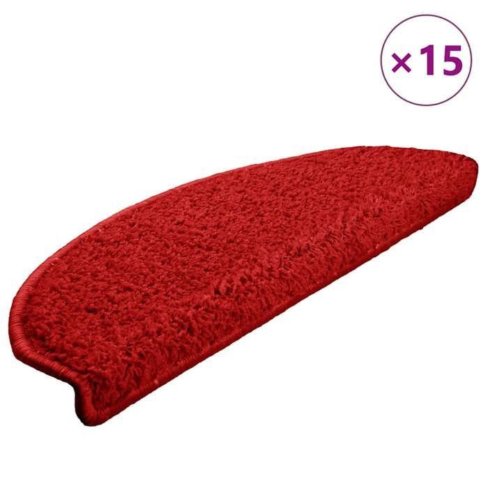 VidaXL Tapis d'escalier 15 pièces 65 x 21 x 4 cm Rouge Demi-rond Grand 133907