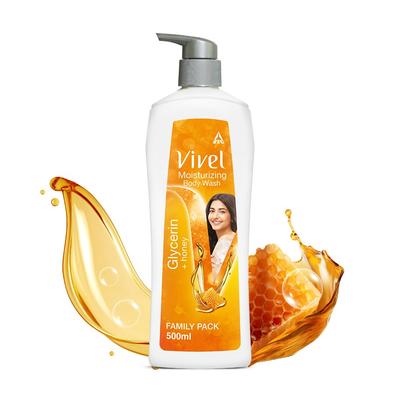 Vivel Moisturizing Body Wash Glycerin And Honey Shower Gel 500 Ml Pump Bottle For Soft Glowing Skin Gentle Hydrating Bodywash For Women And Men