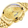 Watch Men Stainless Steel Calendar Gold 3ATM Water Resistant Luminous Analog Display Simple Fashion Quartz Watch Men Fashion Accessory - Birthday
