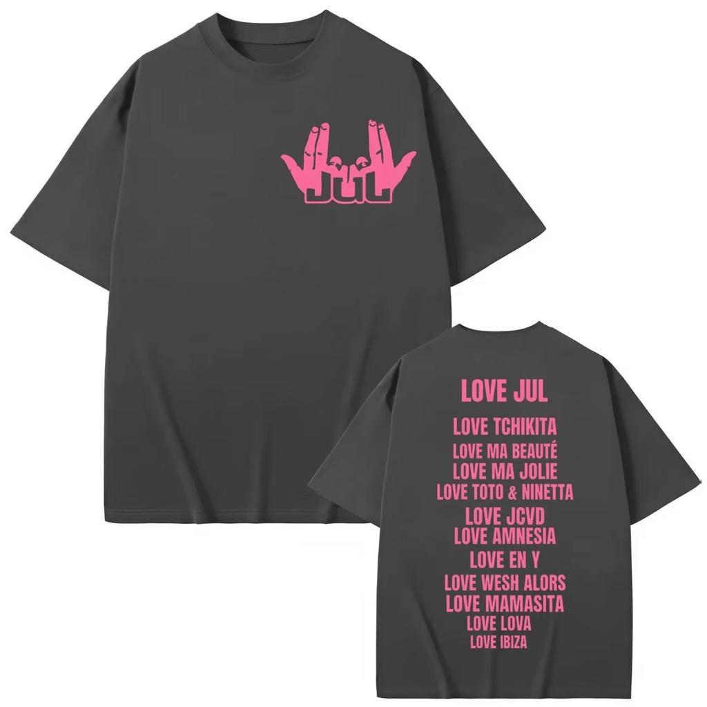 France Rapper Jul Merch Tshirt Harajuku Hip Hop Pop Music Tees Short Sleeve Tshirts Men Women High Quality Short Sleeves Casual