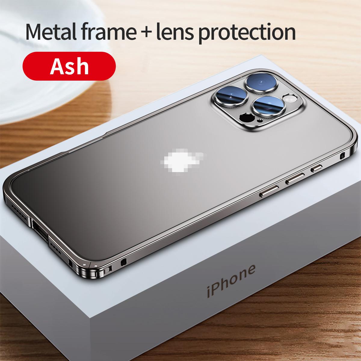 

Розкішний металевий чохол-бампер для iPhone 17 16 15 14 Pro Max 14 15 Plus 16pro з рамкою, що знімається на застібці, та захисною кришкою для об єктива iPhone 16 Pro сірий