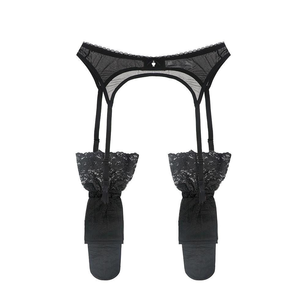Women See Through Lace Garter Belt With Stockings 2Pcs Ultrathin Mesh Sexy Garter ZH