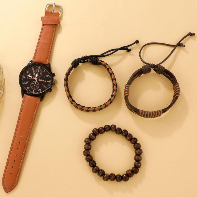 Men'S Casual Sports Belt Watch Watch Quartz Watch Bracelet Set Trendy