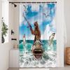 Fantasy Katze Spa Duschvorhang - Vintage Badewanne mit Blasen, Lustiger Vintage Badezimmer Dekorativer Duschvorhang