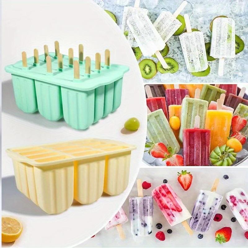 12 Grids Silicone Popsicle Molds with Lid - Easy Release Ice Cream Makers, Reusable Kitchen Baking Tools