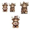 1/2Pcs Coffee Theme Highland Cattle Statue Coffee Mug Highland Cow Resin Figurine Sculpture Home Office