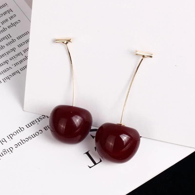 1 Pair Personality Earrings Charms Women Exquisite Fruit Earrings Fashionable Atmosphere Cherry Earrings