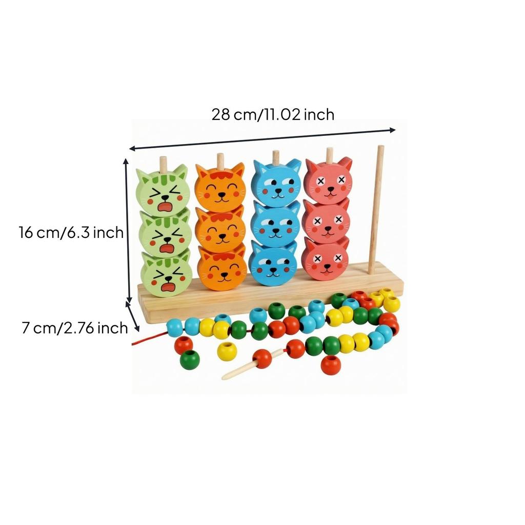 Developmental Cat Stacking Blocks Fine Motor Toy with Hand-Eye