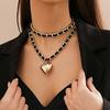 PuRui Trendy Love Heart Pendant Necklace for Women Link Chain With PU Rope Charm Choker Zircon On The Neck Ladies Elegant Gifts