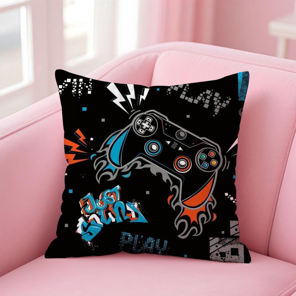 Colorful Graffiti Game Gamepad Cushion Cover Linen Pillowcase Cover Soft Decor for Sofa Home Room