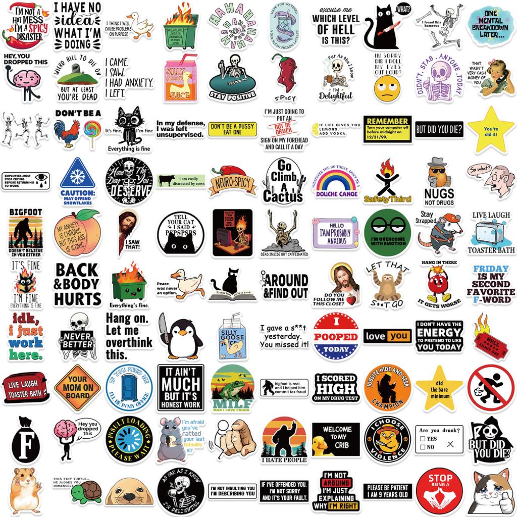 100 Fun Prank Meme Stickers Decorate Guitar Laptop Suitcase DIY Waterproof