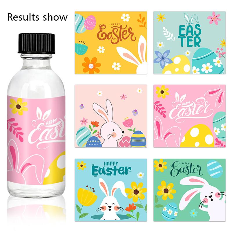 6PC Self-Adhesive Stickers Seasonal Decoration Easter Bunny Decals Easter Rectangle Shape For DIY Mugs Tea Cups