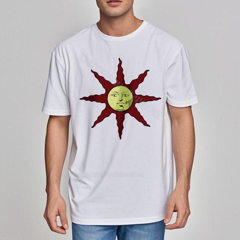 Tshirts For Unisex Fashion Classic Tshirt Red Sun With Face Design Workout Vintage Tshirt Cool Cheap Tshirt Casual