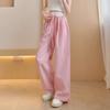 Navava Women Casual Check Banding Thin Pants Np335