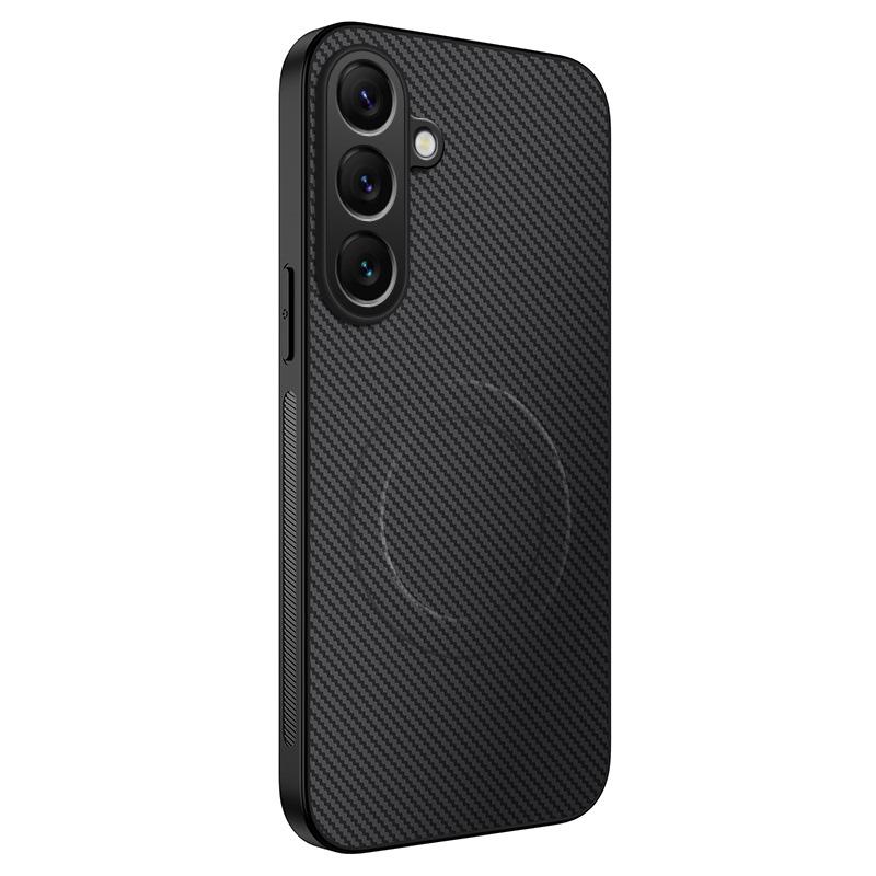 Samsung Galaxy A27 Carbon Fiber Leather Texture Magsafe Case with Full Lens Coverage and Drop Protection