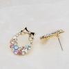 Women Multicolor Rhinestone Inlaid Bowknot Decor Stud Earrings Jewelry Gift