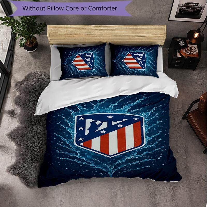 Set Biancheria da Letto Atletico Madrid 3 Pezzi Morbido Set Copripiumino con Federe Stampato Set Decorazione Camera da Letto per la Casa