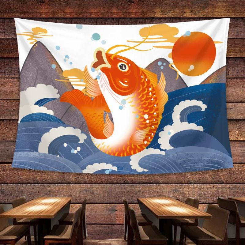 Japanese Tavern Sea Wave Tapestry Ghost Samurai Decorative Tapestry Room Decoration Home Decor Dorm Wall Hanging Backdrop Cloth