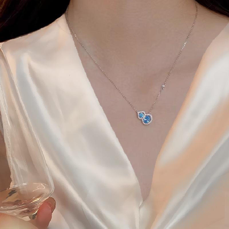 Blue gourd pendant necklace light luxury niche design collarbone chain fashion temperament item decoration