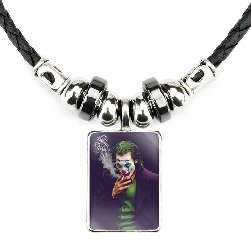 Klasický filmový přívěsek Joker Náhrdelník Pro Muže Ručně vyráběný Geometrický Kožený Provázek Řetízek