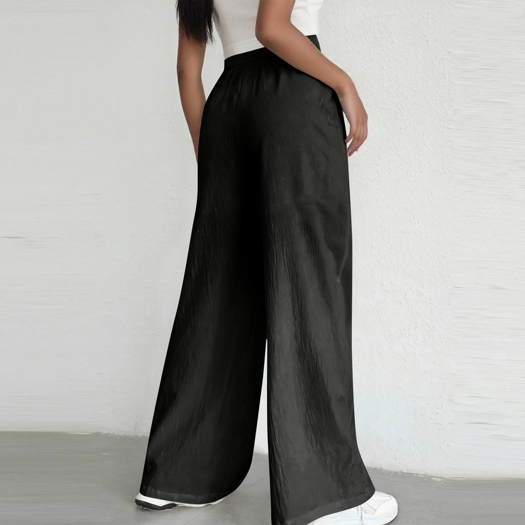 Women's Stylish Color High-waisted Baggy Wide-leg Pants With A Full-length Casual Straight-leg Pants
