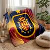 Spain Football Printed Flannel Blanket Skin Friendly Warm Decorative Throw for Indoor Couch Bed Daily Use