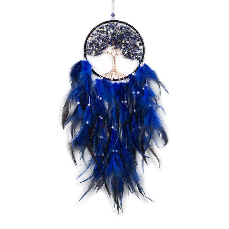 Tree of Life Dream Catcher Handmade Pink Gravel Wall Hangings Feather Craft Home Decor Wind Chimes DreamCatchers Room Decorate