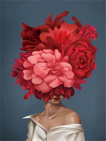 Diamond Painting Woman 5D DIY Full Round Round Diamond Embroidery Girl Portrait Rhinestone Picture Flower Home Decor