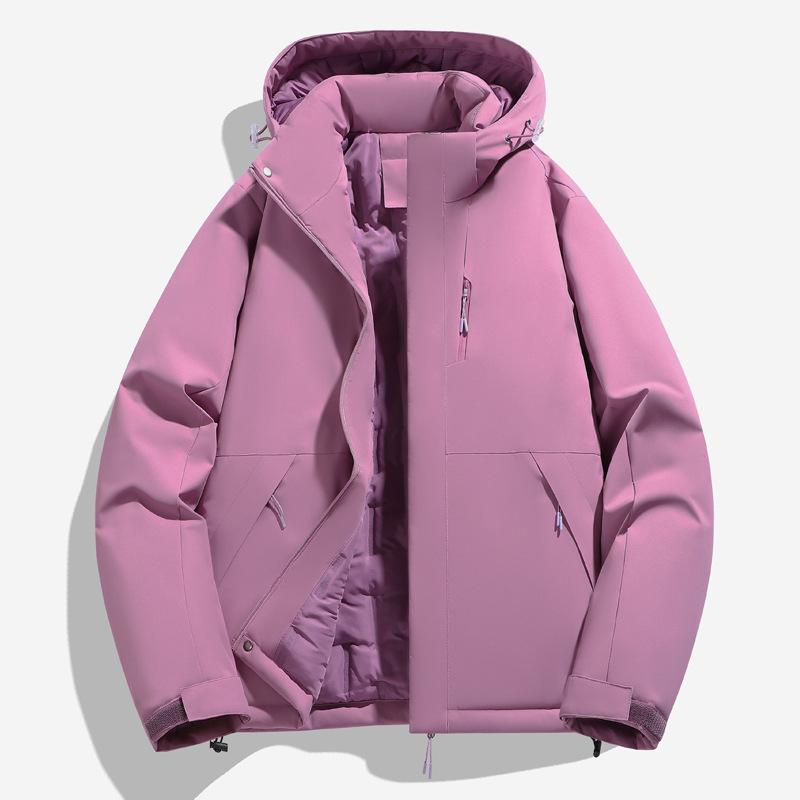 

Осень и зима новая уличная куртка хлопковая куртка ветрозащитная и водонепроницаемая с капюшоном флисовая утолщенная куртка модель для пары 3XL фиолетовый